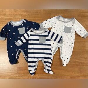1-3months Sleeper lot - Navy, White, and Gray